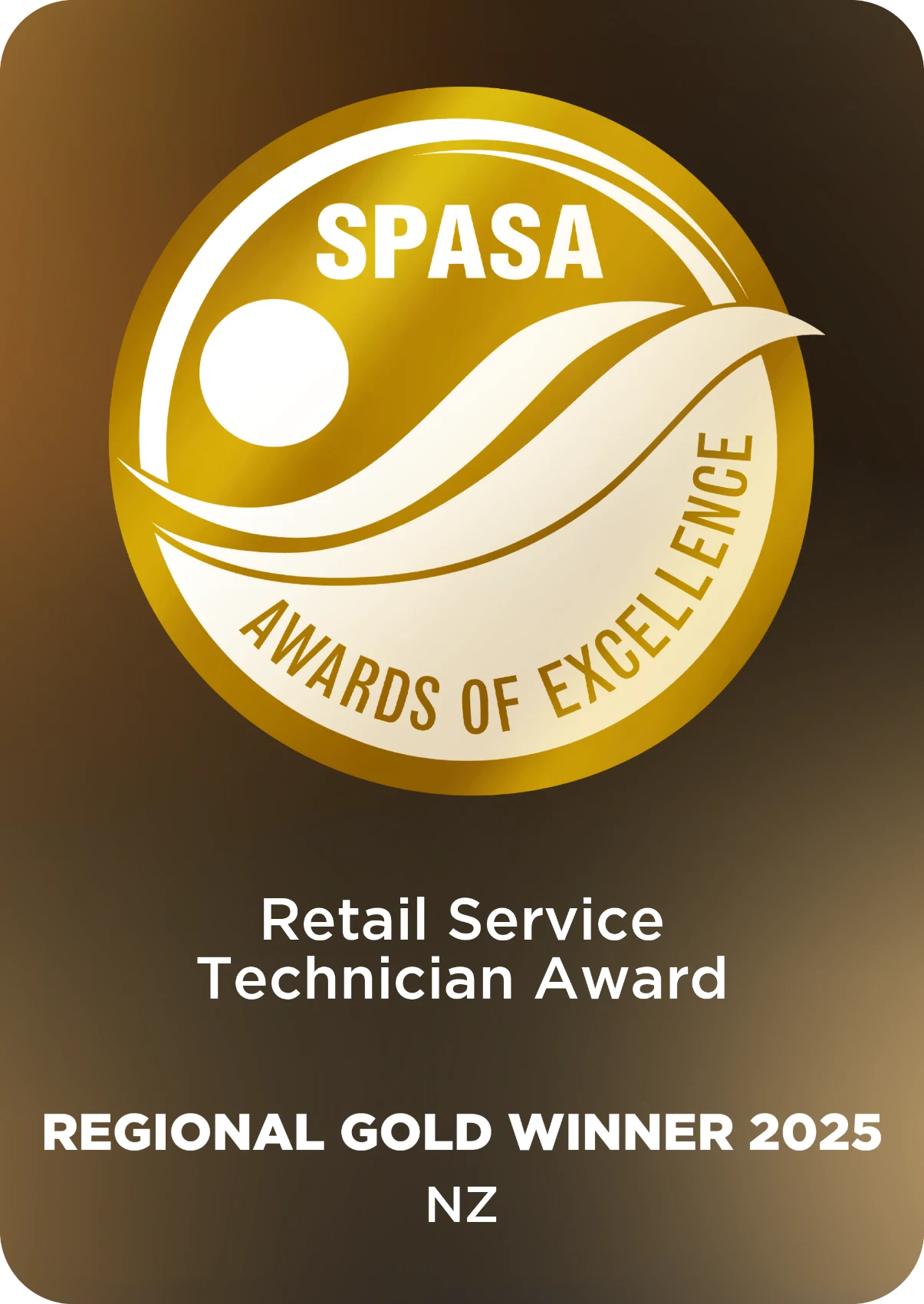 SPASA 2025 Gold Award - Retail Service Technician SPASA 2025 Gold Award - Retail Service Technician